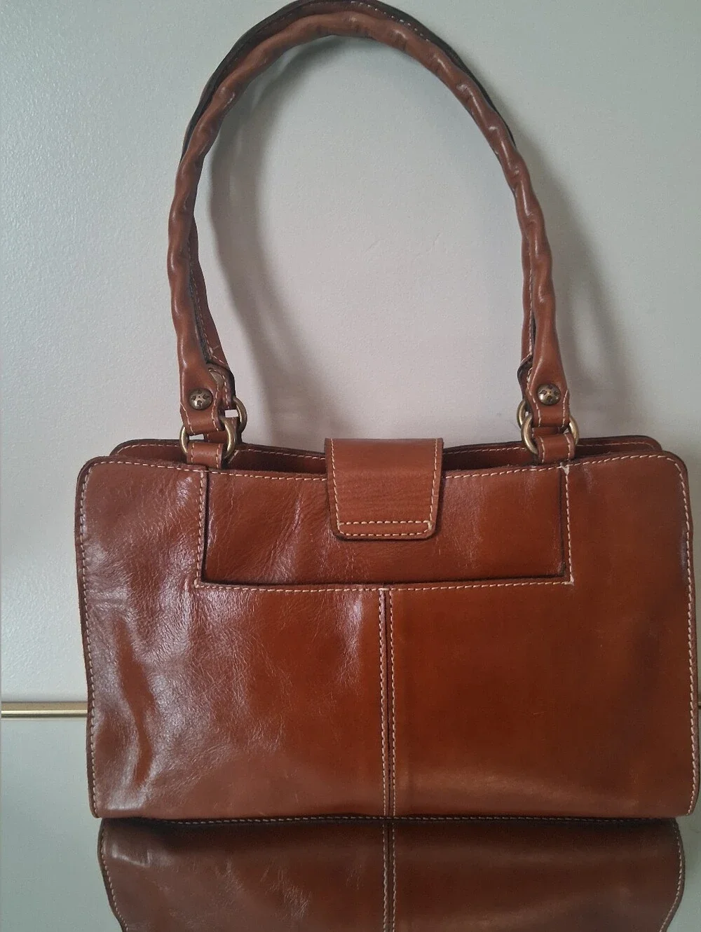Patricia Nash Designs Womens Heritage Rienzo Leather Satchel Brown Shoulder Bag